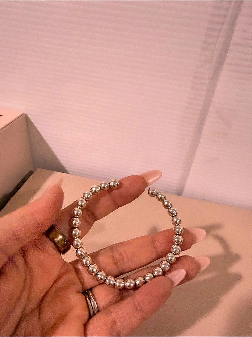 Sterling Silver Beaded Bangle Bracelet 92.58